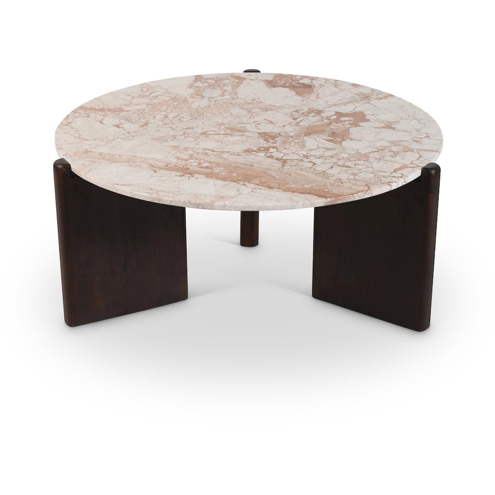 Varenna Cream Marble Top And Acacia Wood Base Coffee Table