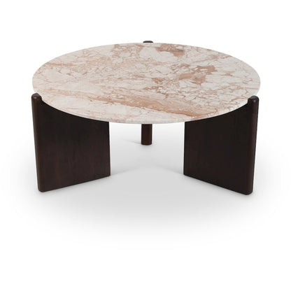 Varenna Cream Marble Top And Acacia Wood Base Coffee Table