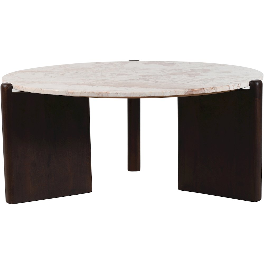 Varenna Cream Marble Top And Acacia Wood Base Coffee Table