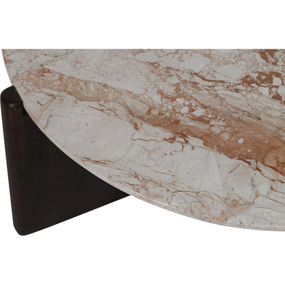 Varenna Cream Marble Top And Acacia Wood Base Coffee Table