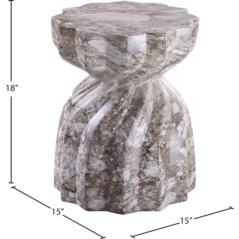 Caserta Brown Marble Finish Concrete End Table