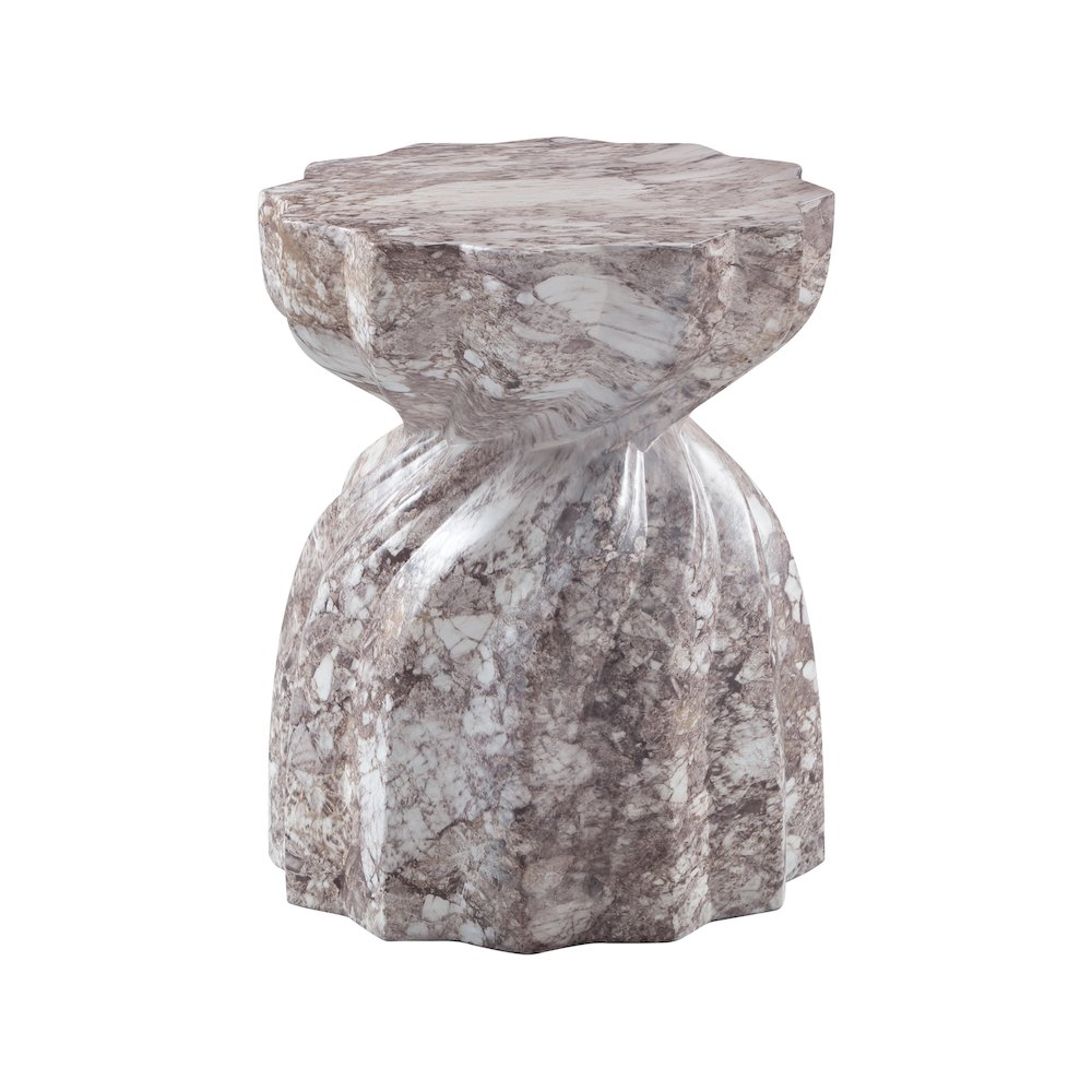 Caserta Brown Marble Finish Concrete End Table
