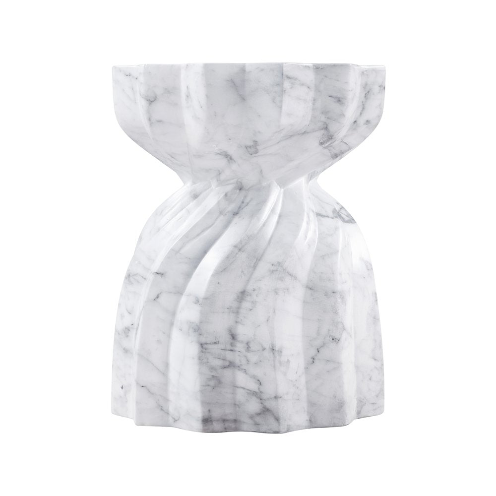 Caserta White Marble Finish Concrete End Table