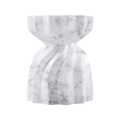 Caserta White Marble Finish Concrete End Table