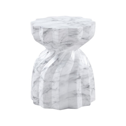 Caserta White Marble Finish Concrete End Table