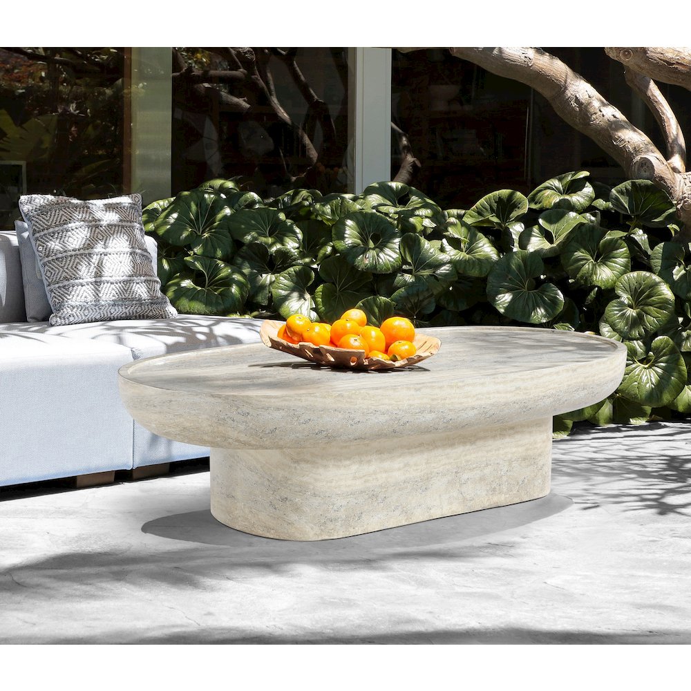 Tivoli Travertine Concrete Indoor/Outdoor Coffee Table