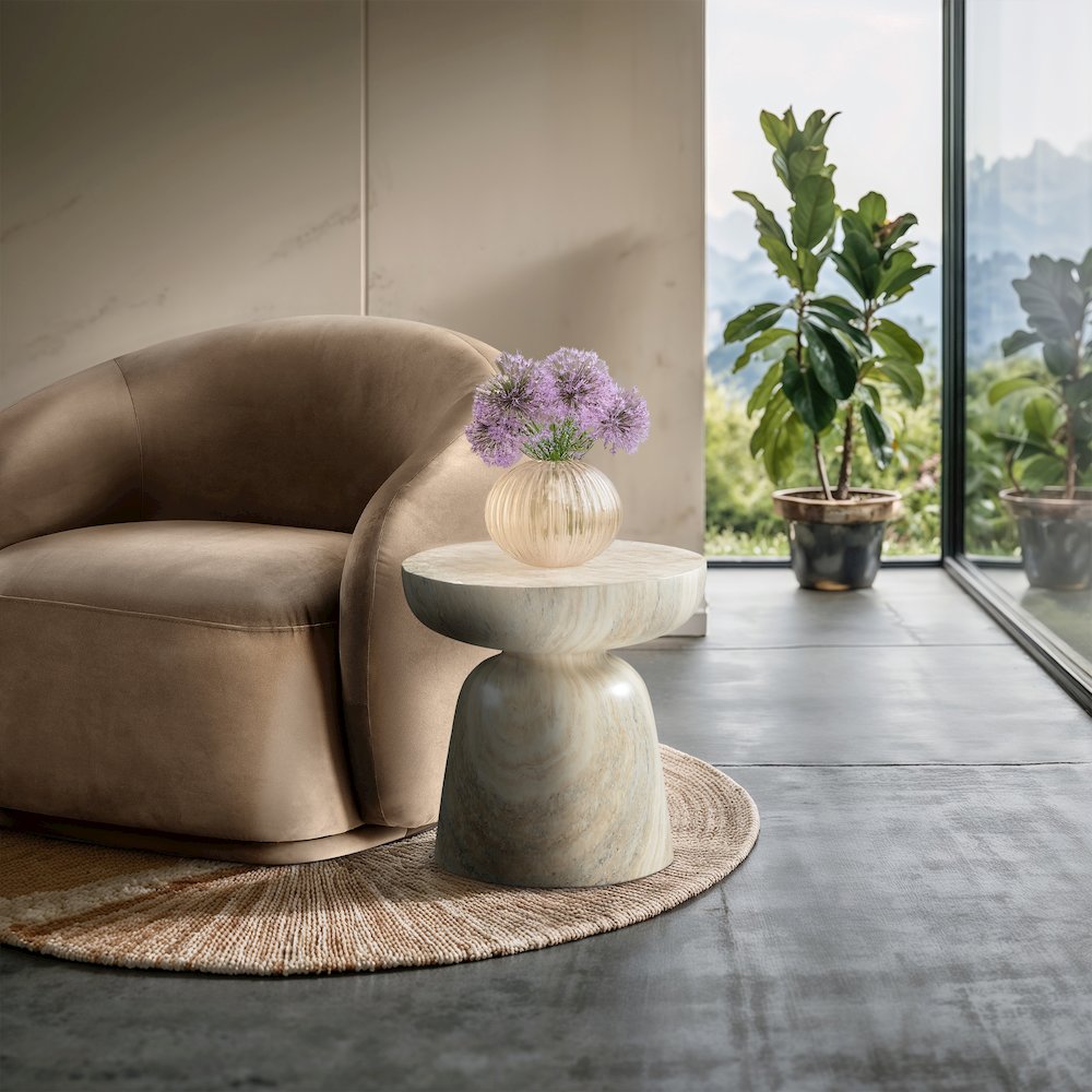 Avellino Travertine Travertine Finish Concrete End Table
