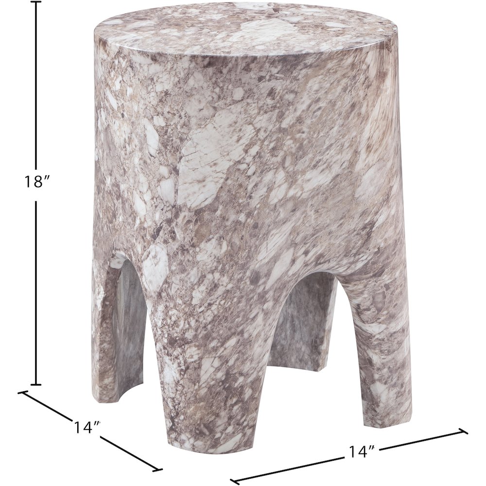 Foligno Brown Marble Finish Concrete End Table