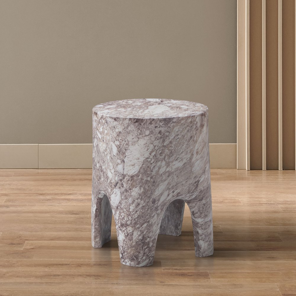 Foligno Brown Marble Finish Concrete End Table