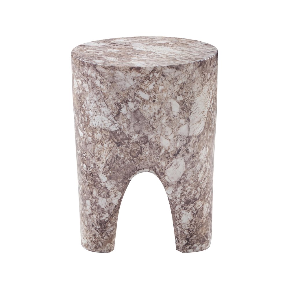 Foligno Brown Marble Finish Concrete End Table