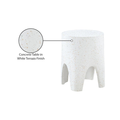Foligno White Marble Finish Concrete End Table