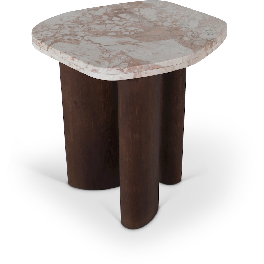 Puglia Cream Marble Top And Oak Wood Base End Table