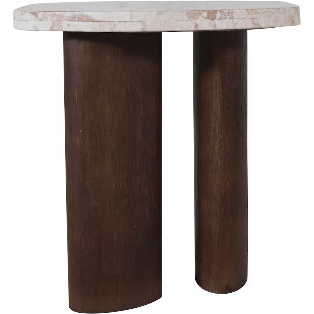 Puglia Cream Marble Top And Oak Wood Base End Table