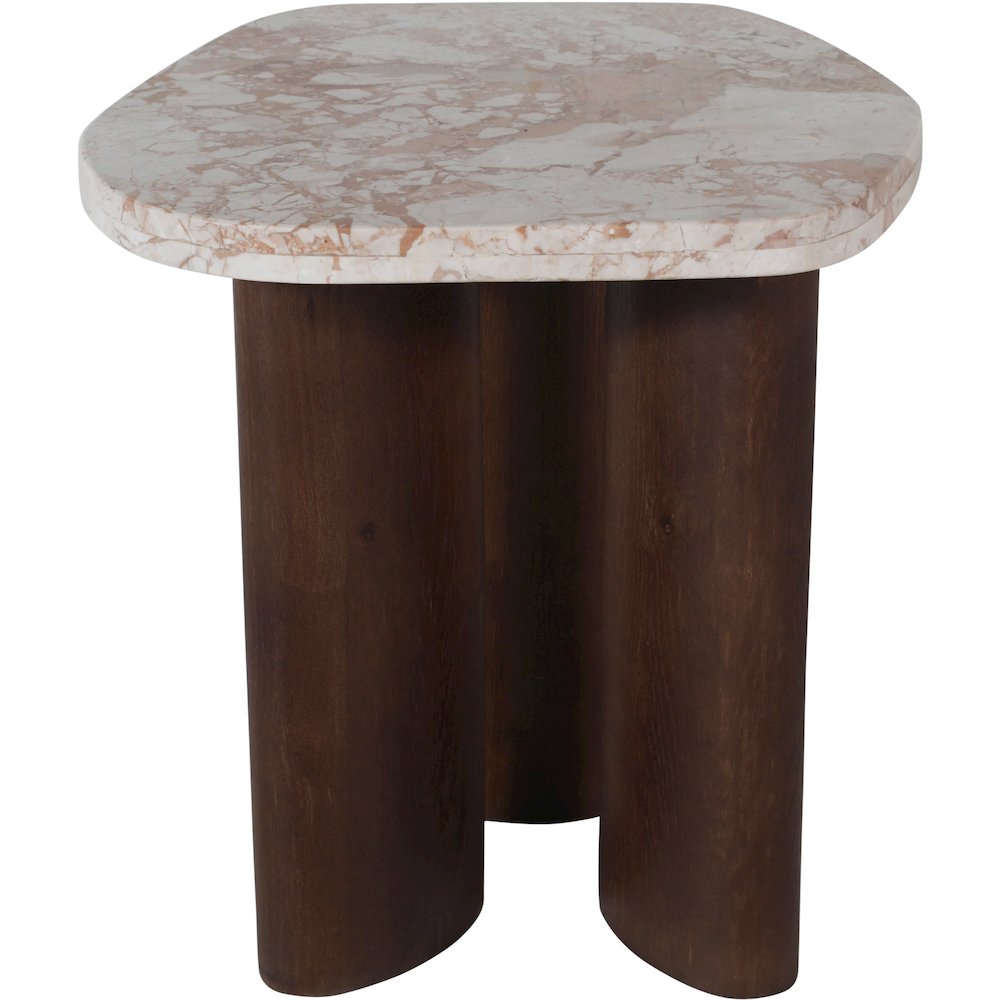 Puglia Cream Marble Top And Oak Wood Base End Table