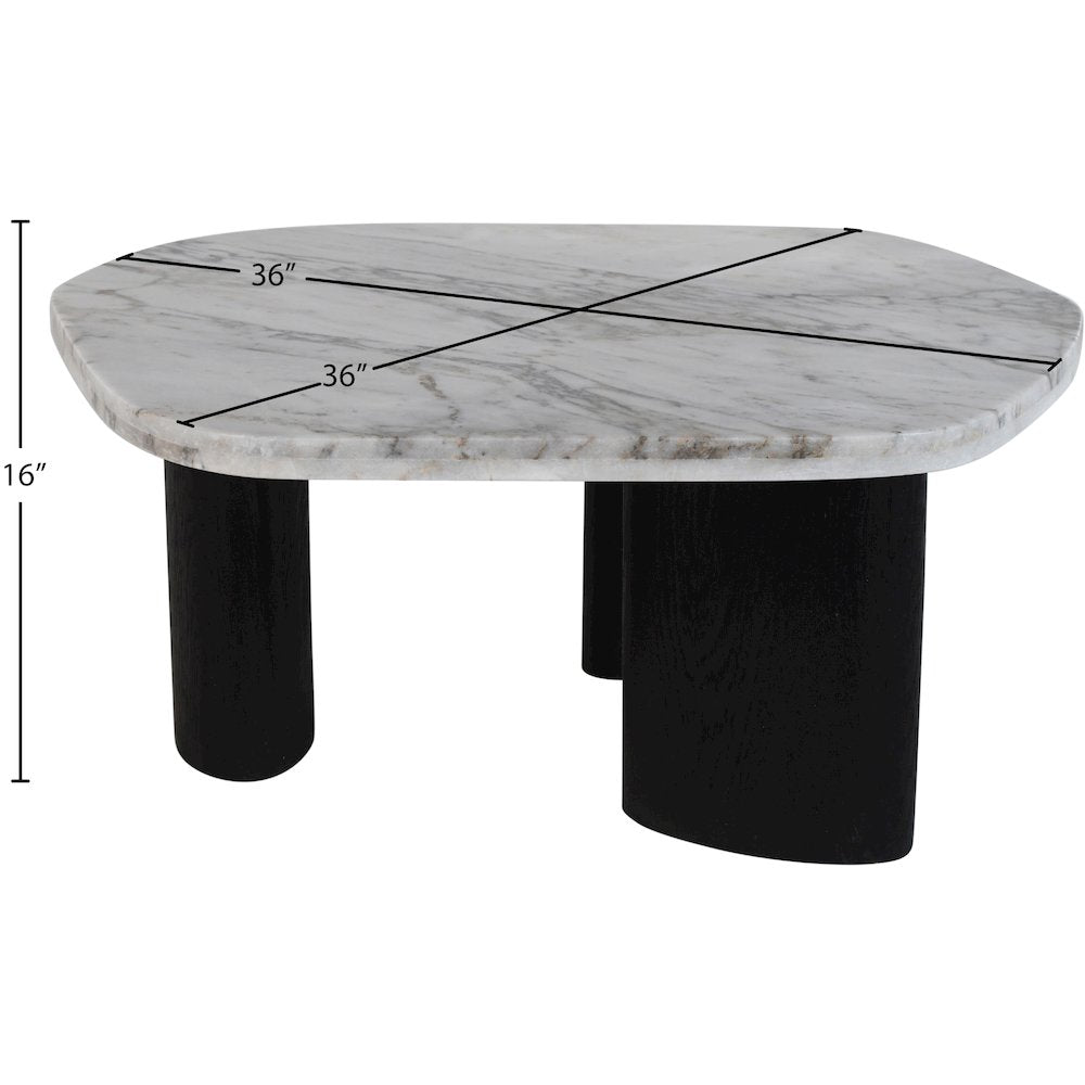 Puglia White Marble Top And Oak Wood Base Coffee Table