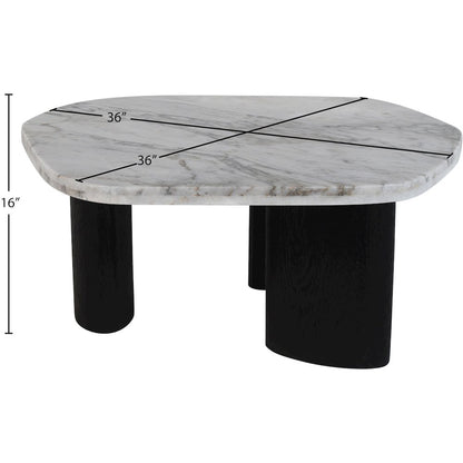 Puglia White Marble Top And Oak Wood Base Coffee Table