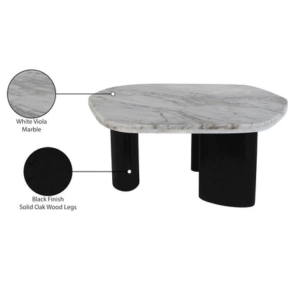 Puglia White Marble Top And Oak Wood Base Coffee Table