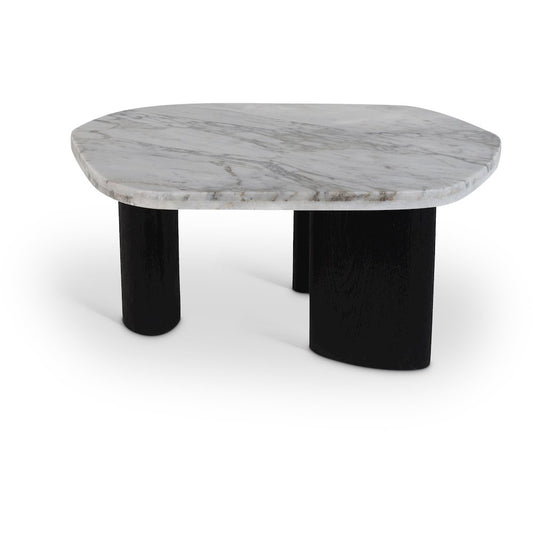Puglia White Marble Top And Oak Wood Base Coffee Table