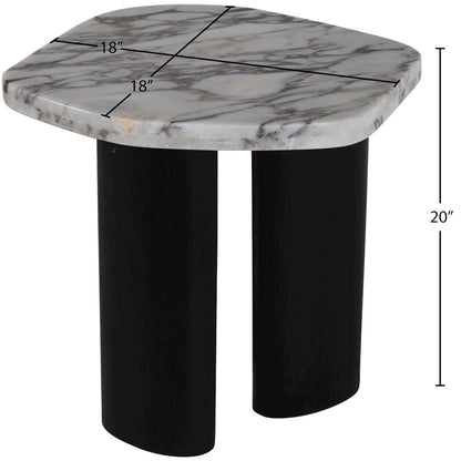 Puglia White Marble Top And Oak Wood Base End Table