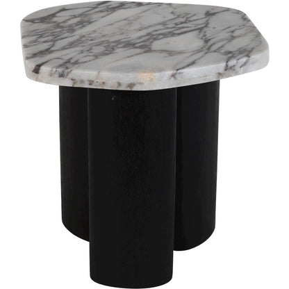 Puglia White Marble Top And Oak Wood Base End Table