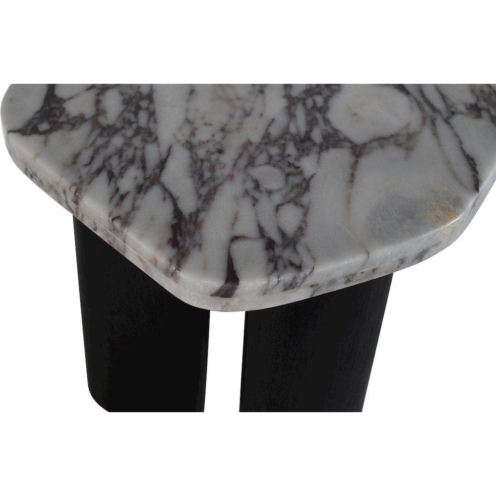Puglia White Marble Top And Oak Wood Base End Table