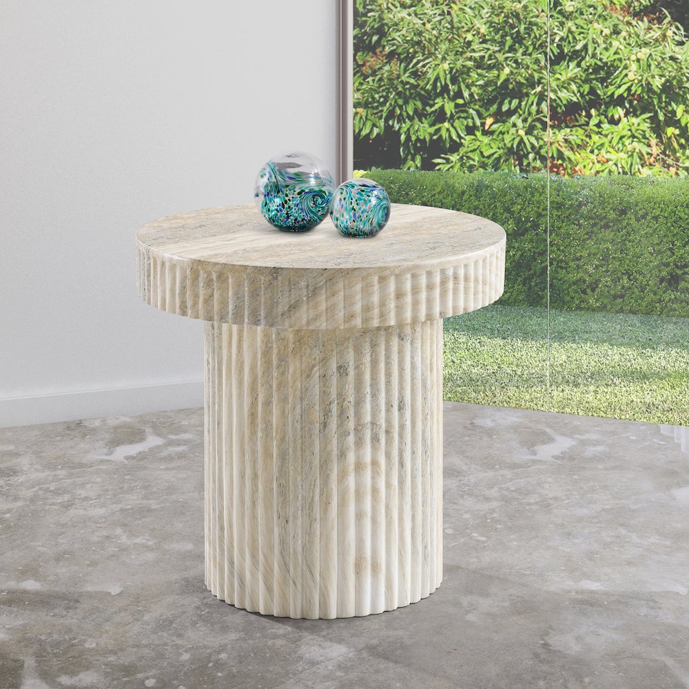 Legatto Travertine Travertine Finish Concrete End Table