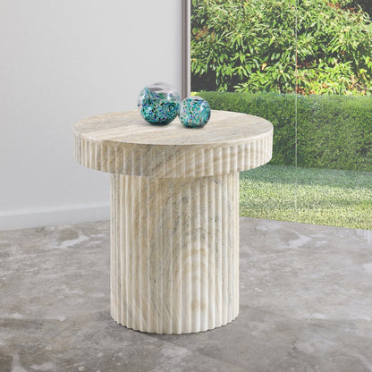 Legatto Travertine Travertine Finish Concrete End Table
