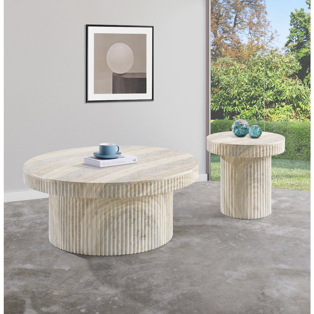 Legatto Travertine Travertine Finish Concrete End Table