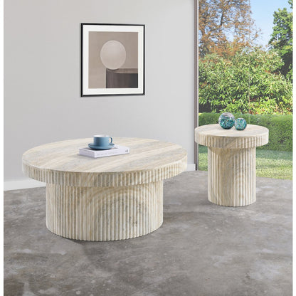 Legatto Travertine Travertine Finish Concrete End Table