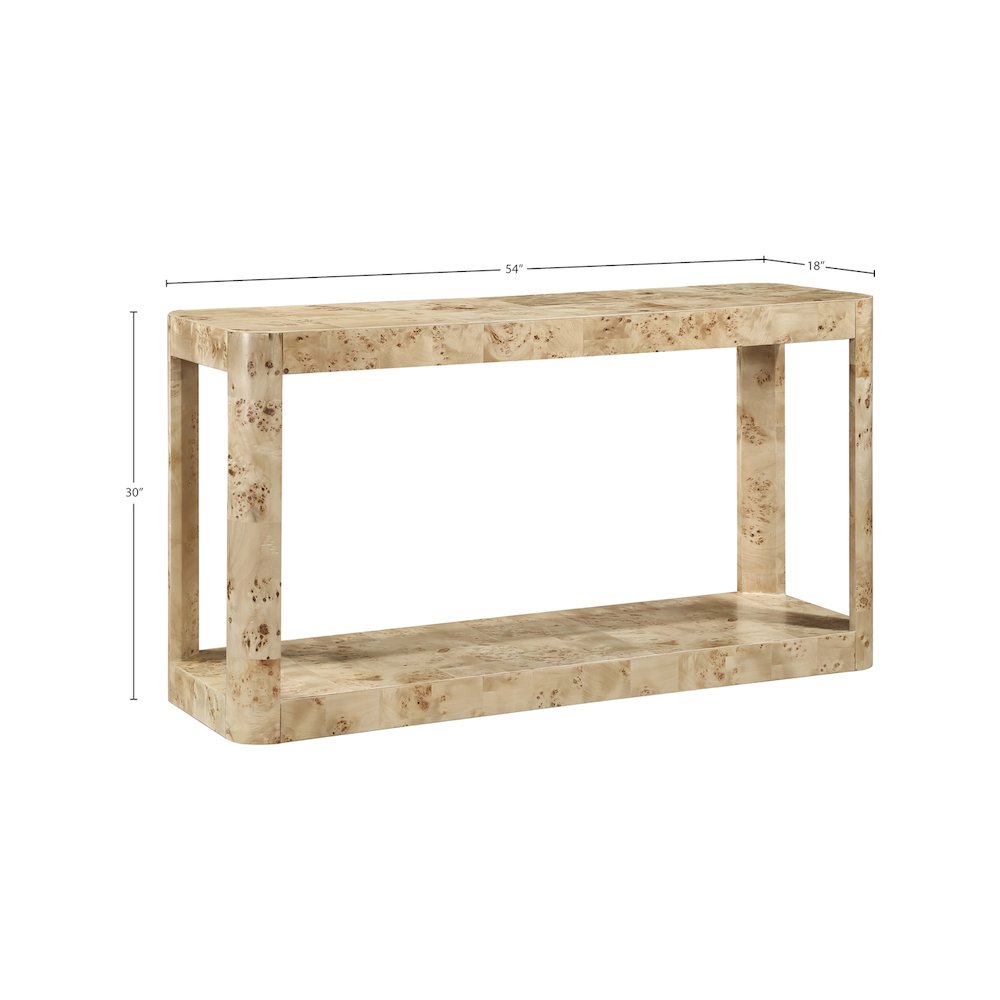 Reeves Natural Burl Wood Console Table