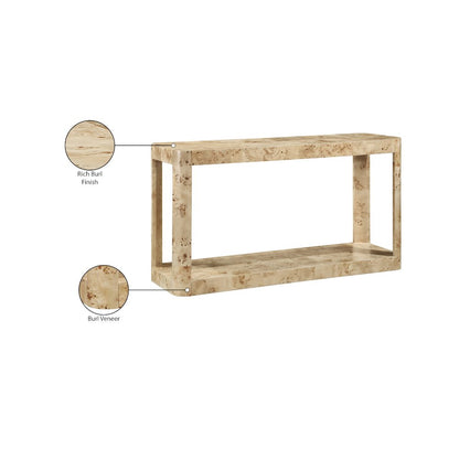 Reeves Natural Burl Wood Console Table