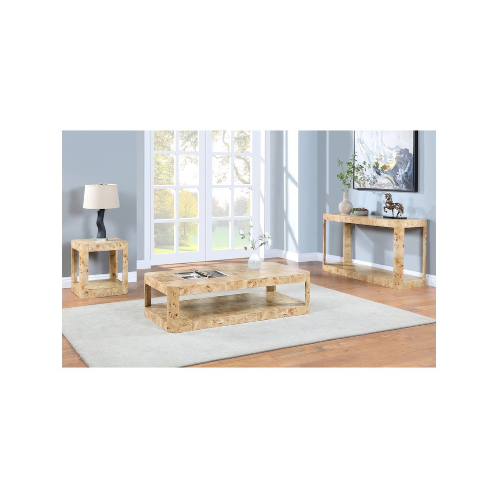 Reeves Natural Burl Wood Console Table