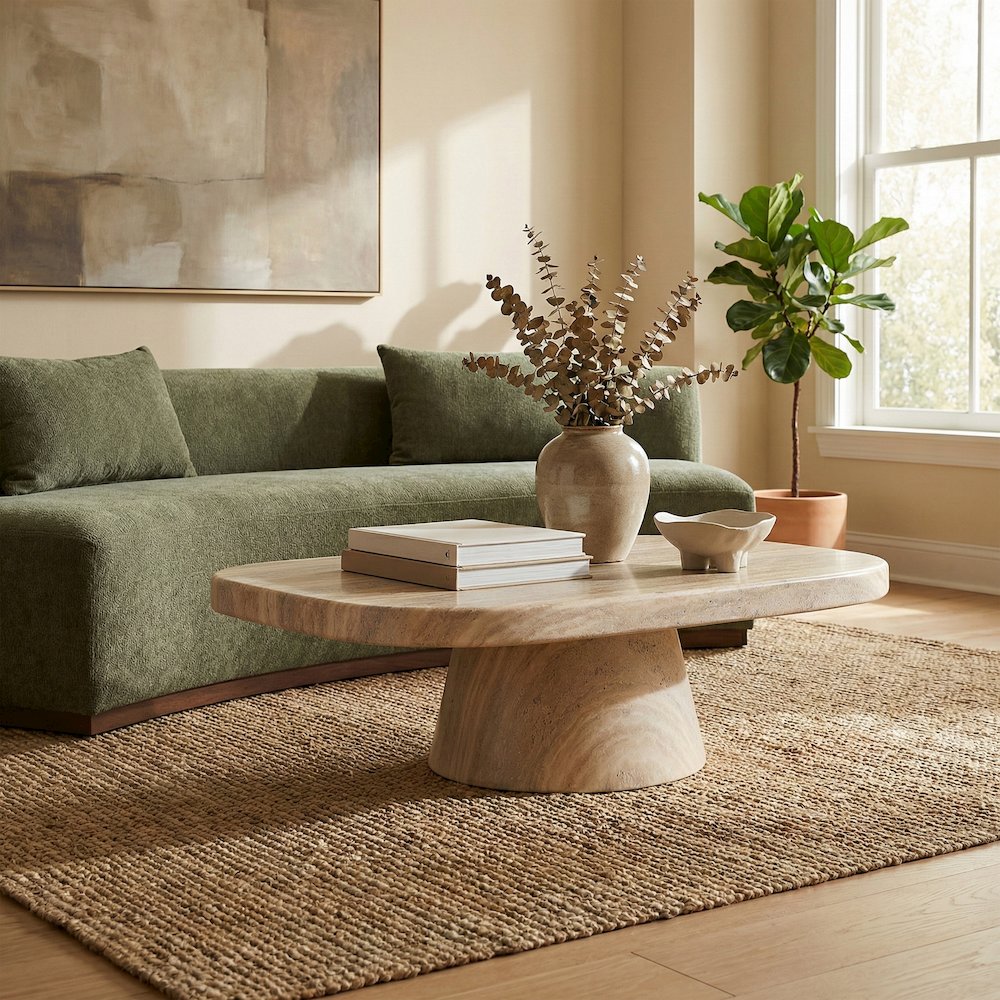 Prato Travertine Concrete Indoor/Outdoor Coffee Table