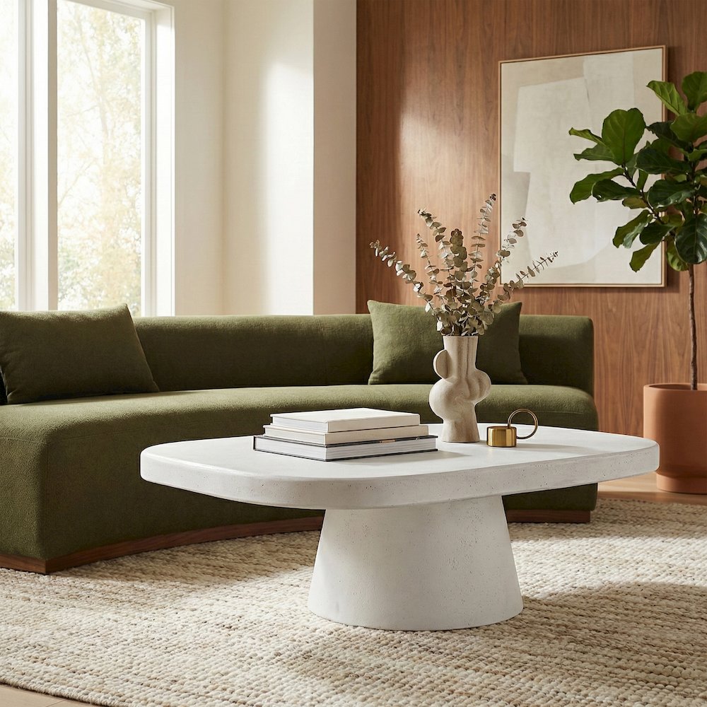 Prato White Concrete Indoor/Outdoor Coffee Table