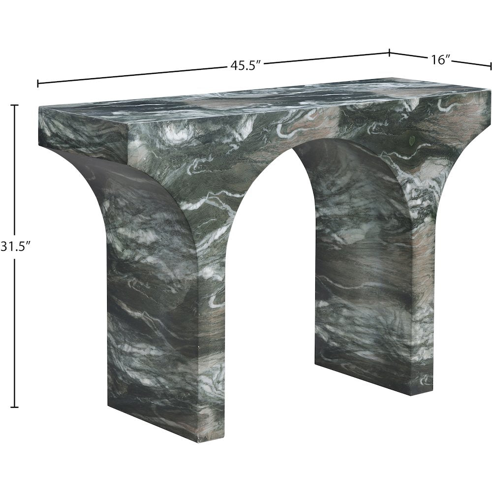 Pomezia Green Marble Finish Console Table