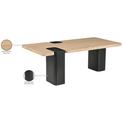 Ravenna Beige Genuine Travertine Top And Oak Wood Base Coffee Table
