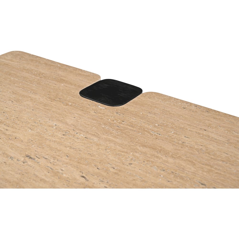 Ravenna Beige Genuine Travertine Top And Oak Wood Base Coffee Table