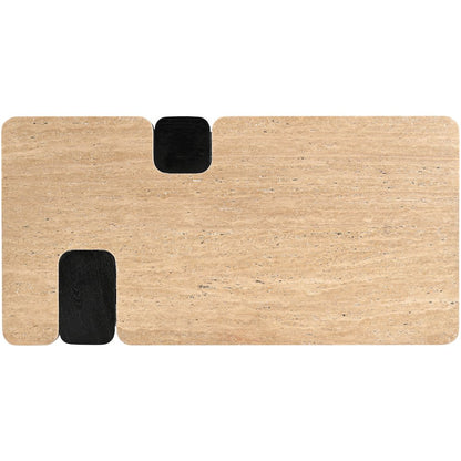 Ravenna Beige Genuine Travertine Top And Oak Wood Base Coffee Table