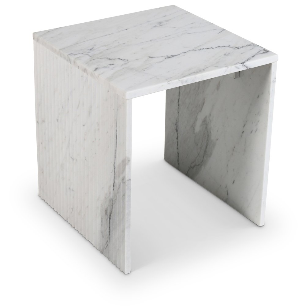Pienza White Marble End Table