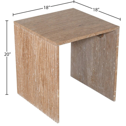 Pienza Beige Travertine End Table