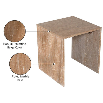 Pienza Beige Travertine End Table