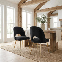 Gold Velvet Dining Chair Set of 2 with Contemporary Design and Cushioned Seat