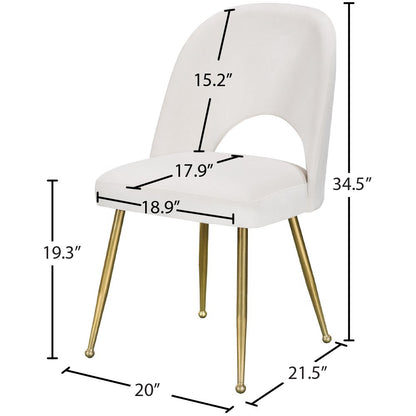 Logan Cream Velvet Dining Chair, Set of 2