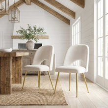 Gold Velvet Dining Chairs Set of 2 with Contemporary Design and Cushioned Seats