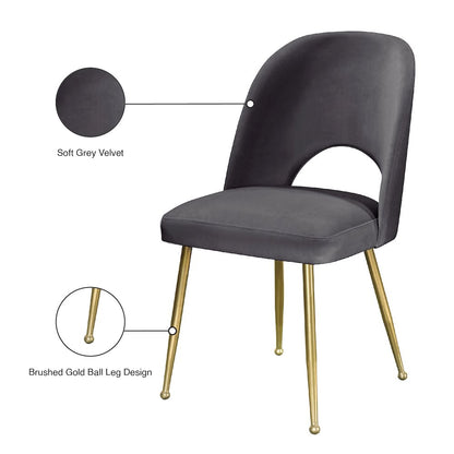 Logan Grey Velvet Dining Chair, Set of 2