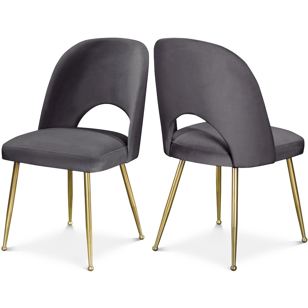 Logan Grey Velvet Dining Chair, Set of 2