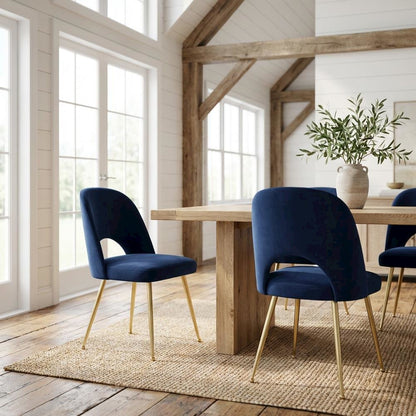 Gold Velvet Dining Chair Set of 2 with Contemporary Design and Cushioned Seat