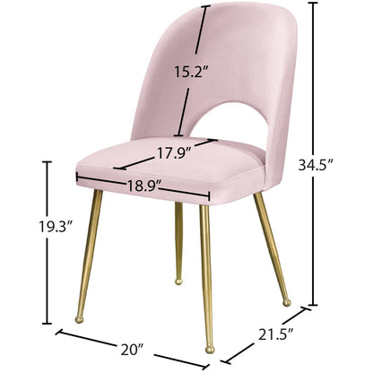 Logan Pink Velvet Dining Chair, Set of 2