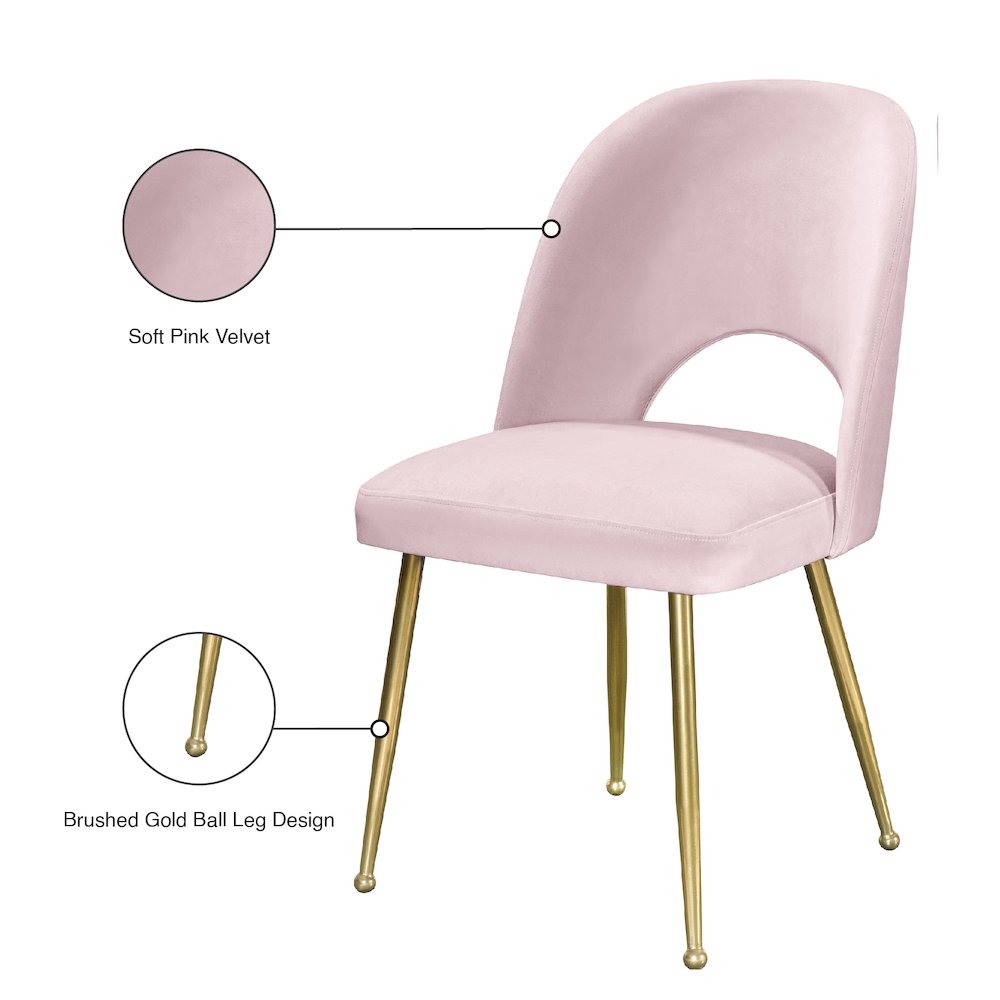 Logan Pink Velvet Dining Chair, Set of 2