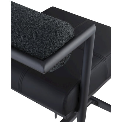 Stryker Black Boucle Fabric and Vegan Leather Stool, Set of 2
